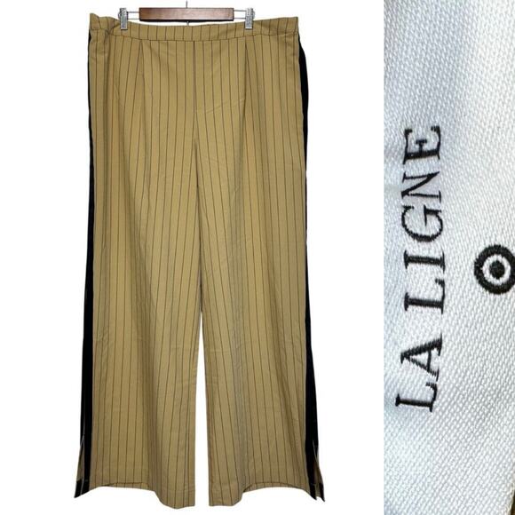 La Ligne x Target Tuxedo Pinstripe Trouser Pants Split Hem Wide Leg Sz: 1X - Picture 1 of 10